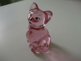 RARE Fenton Glass Pink Cat,  Kitten 