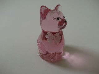 RARE Fenton Glass Pink Cat,  Kitten 