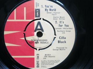 CILLA BLACK - YOU ' RE MY WORLD - 4 TRACK EP - RARE DEMO EMI 7 