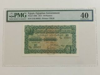 Egypt Egyptian Government 10 Piastres 27.  5.  1917 Pick 160b Pmg 40 Rare