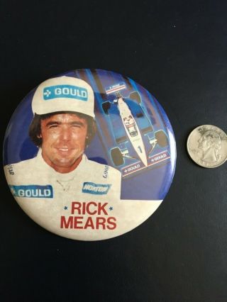 Rick Mears Rare Vintage Big Round Button Pin In Gould Indy Car