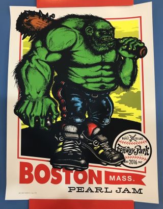 Pearl Jam Boston Fenway Park Gig Poster 2016 Rare Silkscreen Ames Vedder