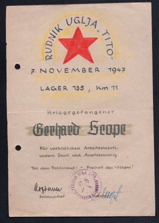 Yugoslav Prison Camp.  Documents About German Prisoners And Forced Labor.  Rare