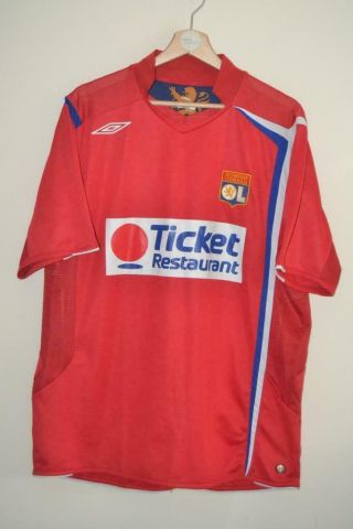 Rare Lyon Olympique Lyonnais 2006 - 2007 Umbro Red Away Shirt Xl Mens