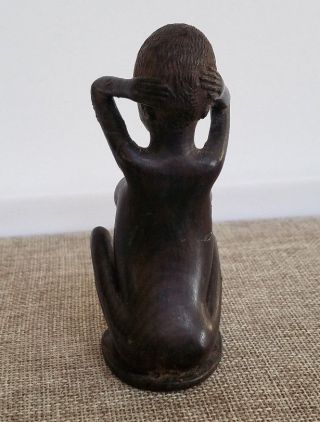 Vintage African Tribal Dark Black Wood Carved Female Woman Figure Fertility RARE 3