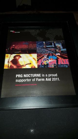 Farm Aid 2011 Rare Willie Nelson/mellencamp Promo Poster Ad Framed