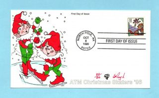 U.  S.  Fdc 3117 Rare Pugh Cachet Skaters Christmas Stamp