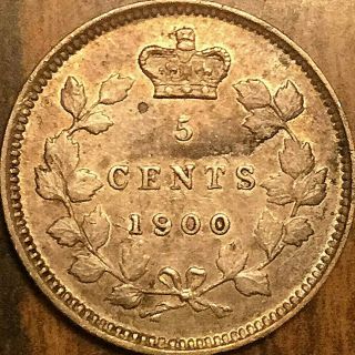 1900 Canada Silver 5 Cents - Round 00 Variety - Rare Coin And This