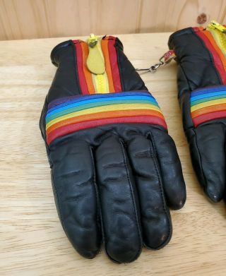 Vintage Kombi Leather Rainbow Gloves Rare - Size S/M 2