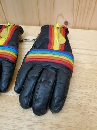 Vintage Kombi Leather Rainbow Gloves Rare - Size S/M 3