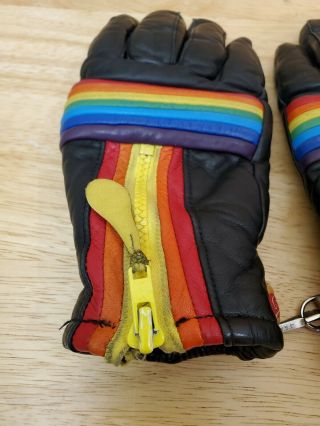 Vintage Kombi Leather Rainbow Gloves Rare - Size S/M 4