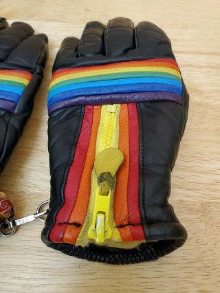 Vintage Kombi Leather Rainbow Gloves Rare - Size S/M 5