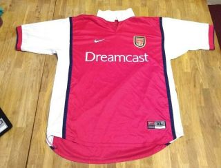 Rare Arsenal Home Shirt Xl 1999 / 2000 (nike / Dreamcast) Retro / Vintage