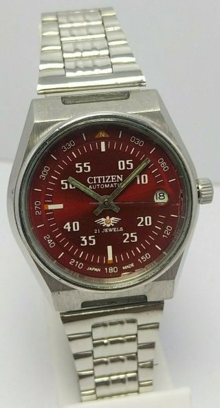 Rare Japan Made Vintage Citizen Automatic Date 21j Wrist Watch For Men 