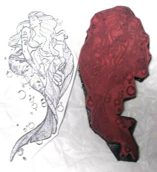 Rare Coronado Island Stamping Mermaid Rubber Stamp Unmounted Ocean Goddess Art
