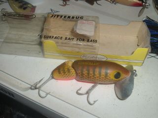 Old Fishing Lures Fred Arbogast Jitterbug Rare Color Jointed Nib 670 - 06 Parrot