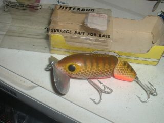old fishing lures Fred Arbogast Jitterbug RARE Color Jointed NIB 670 - 06 Parrot 2