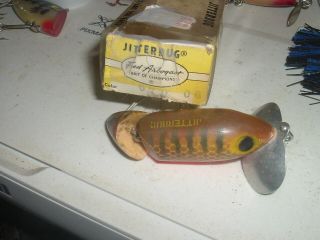 old fishing lures Fred Arbogast Jitterbug RARE Color Jointed NIB 670 - 06 Parrot 5