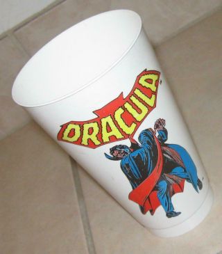 1975 7 Eleven Plastic Superhero Cup Comic Book Monster Dracula Rare
