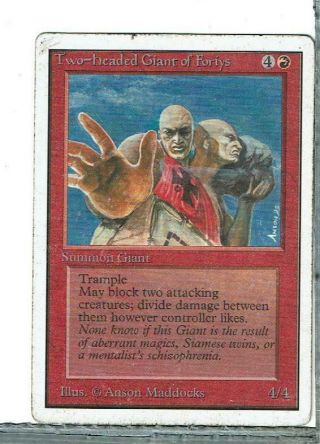 Mtg Two - Headed Giant Of Foriys Unlimited Edition Rare Heavy Play