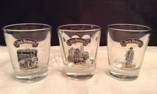 Jack Daniels Shot Glasses Vintage Set Of 3 Rare Old No.  7