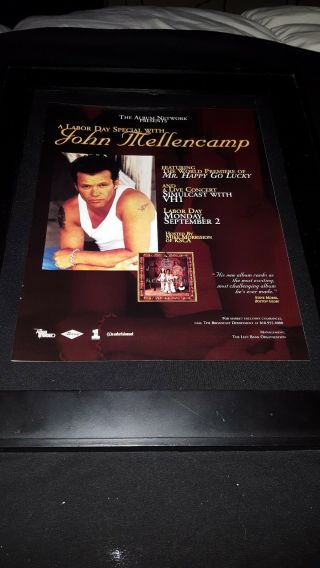 John Mellencamp Rare Labor Day Radio Promo Poster Ad Framed