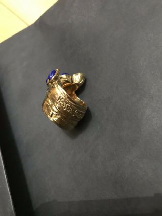 Rare Yves Saint Laurent Ysl Arty Dot Ring Gold And Blue Size 7