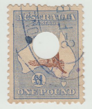 Kangaroo Stamps: £1 Chestnut And Bright Blue 3rd Watermark Sg44a Cv $3600 Rare
