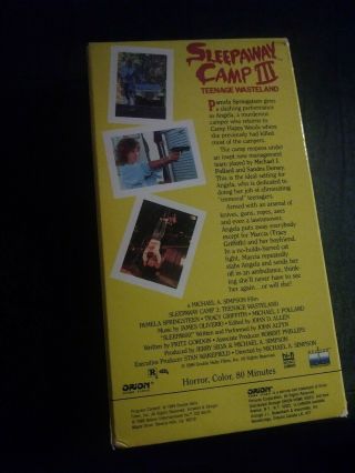 Sleepaway Camp 3 Vhs Teenage Wasteland Nelson Entertainment Rare 80s Horror. 3