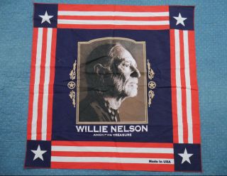 (rare Find) Vintage Willie Nelson Bandana American Treasure Usa Flag 1980s Nwot