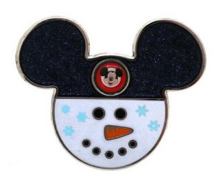 2017 Disney Christmas Mickey Snowman Head Pin Rare