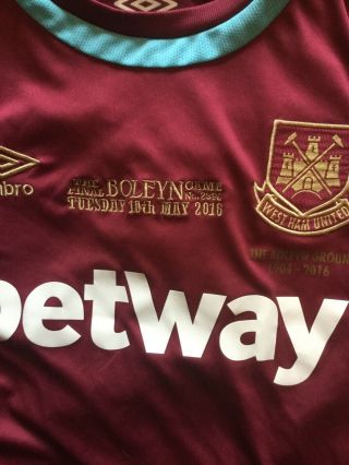 Rare West Ham United Fc Limited Ed Shirt - The Final Boleyn Game 10.  05.  16 - Ad L