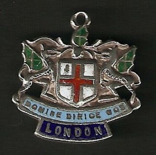 City Of London ‘coat Of Arms’ - Vintage Stirling Silver Enamel Charm/fob.  Rare.