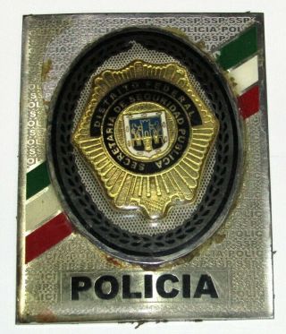 Obsolete Mexico City Police Brass Badge Very Rare Mexican