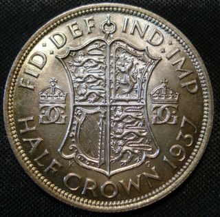 1937 Coronation Year George Vi Silver Halfcrown Coin Rare Thus