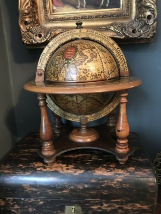 Vintage Rare Made In Italy Wooden Old World Globe Ice Cooler