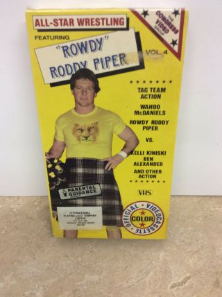 All - Star Wrestling Featuring " Rowdy " Roddy Piper Vol 4 Video Vhs Rare