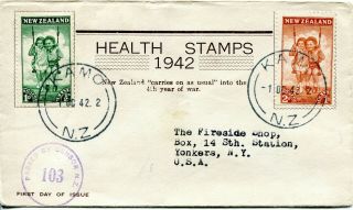 Zealand 1942 Health - Swing - Bison Exchange Club Fdc Cover Very Rare