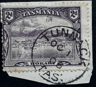 Rare 1903 Tasmania Australia 2d Purple Pictorial Stamp Tunnack Postmark