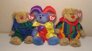 Ty Beanie Babies Bears Rare Retired Clown Jester 1993 Attic Treasures Tag Error