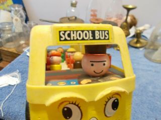 Fisher - Price Rare 1961 Little People 984 School Bus Pull Toy