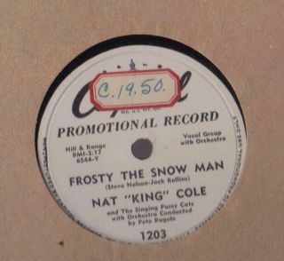 Rare Nat King Cole Holiday Capitol Promo 78rpm: Frosty The Snow Man