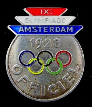 1928 Amsterdam Olympic Games Officiel Badge Pin Rare