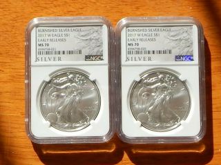 2017 W Burnished Silver Eagle Ngc Ms70 Early Releases Lowest Mintage Rare Label