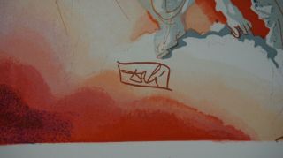 Rare Salvador Dali ' Fraud ' Signed German Divine Comedy woodcut 3