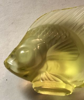 Lalique France Crystal Angle Fish In Rare Color Signed And Early.