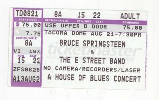 Rare Bruce Springsteen 8/21/02 Tacoma Dome Concert Ticket Stub