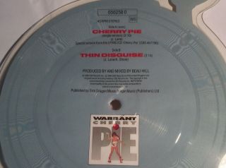 Warrant Cherry Pie Rare Shaped Picture Disc 1990 CBS Records Mega Rare 7” Nm 3