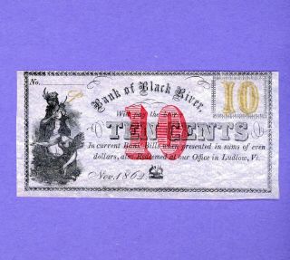 1863 10 Cent Black River Fractional Very Rare Civil War Crisp Unc Note