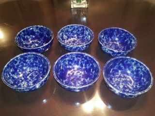 Rare 6 Bennington Vermont Pottery Blue Agate Bowls Soup Cereal 1365e Dg